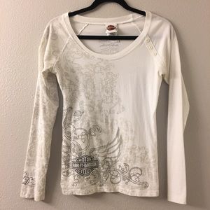 Harley Davidson white L/S Tee Shirt size M